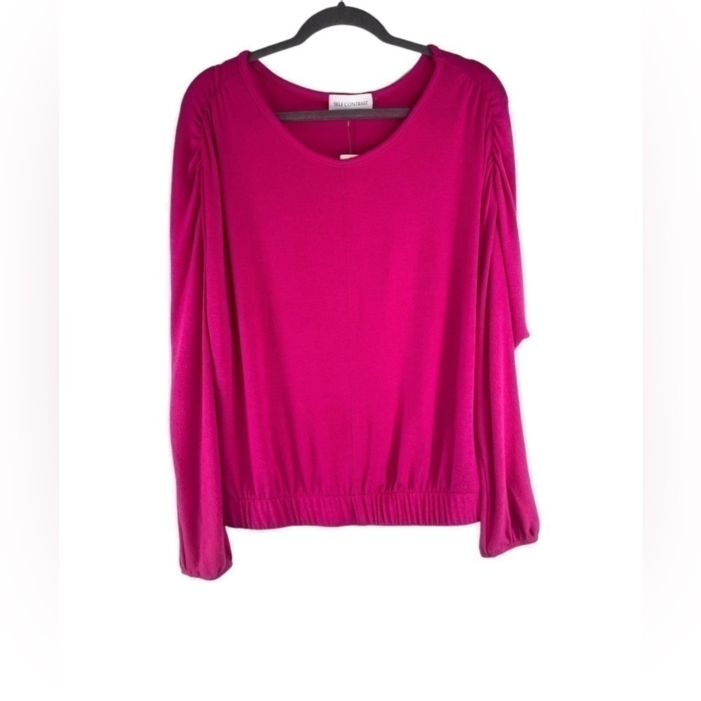 Anthropologie Self Contrast Hot Pink Long Sleeve Top/Sweater Size XS